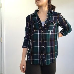 BDG / Urban Outfitters Navy and Emerald Flannel